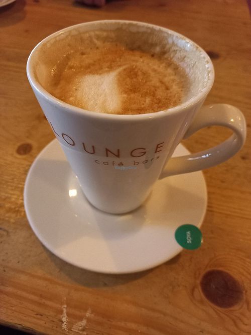 Latte with soya label at Lounges - Pato Lounge in Orpington