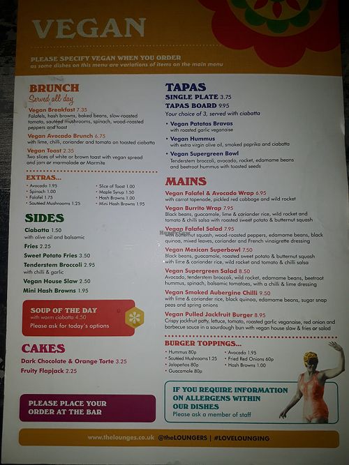 Latest menu June 2018 at Lounges - Pato Lounge in Orpington