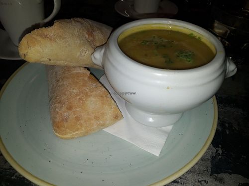Bean and veg soup with warm ciabatta at Lounges - Pato Lounge in Orpington