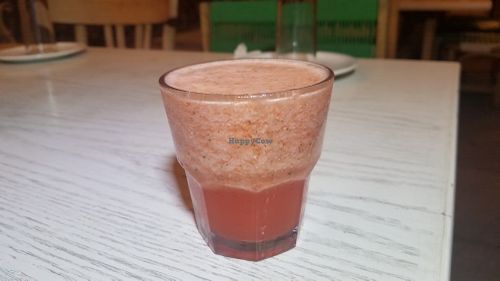 Fresh strawberry drink at Shams El Balad Cafe in Amman