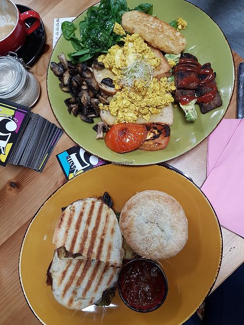 Vegan wonderland, vegan pita and vegan peppersteak pie! at Alice Rebel's in Chelsea