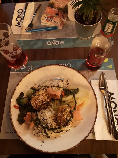 Some tofu with Pak Choi, rice, ginger at Mono Kitchen in Gdansk