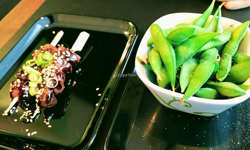 Saitan Saté and Edamame at MakiMaki Sushi Green in Osnabruck