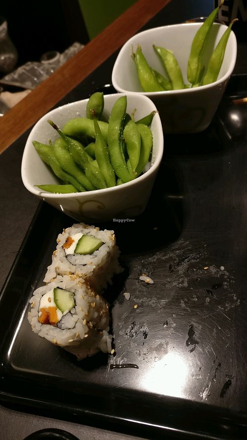 ate everything else before I remembered my camera. edamame and vegan cream cheese and sweet potato sushi  at MakiMaki Sushi Green in Osnabruck