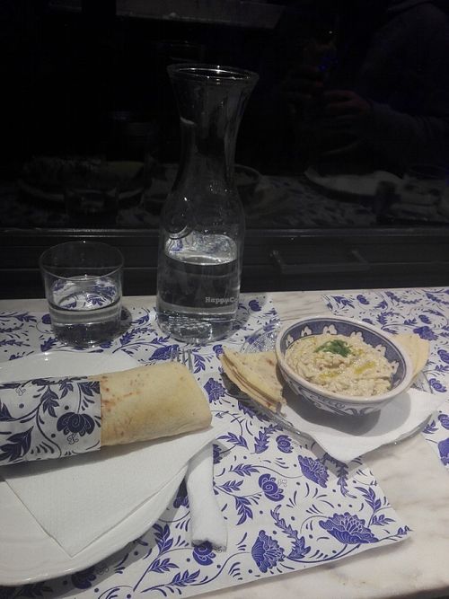 Vegan Falafel and Vegan eggplant salad at Baba Ghanoush Falafel Shop in Athens