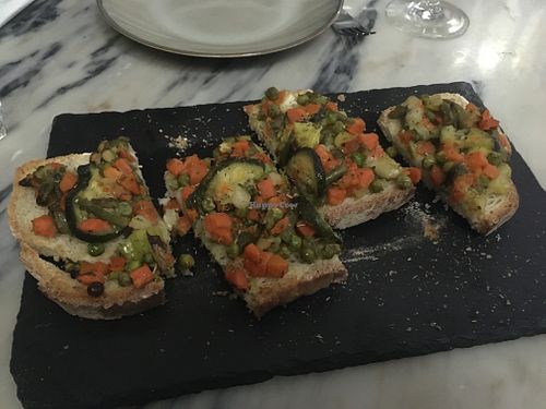 Toasted bread with vegetable at Maria Portuguesa Tapas in Coimbra