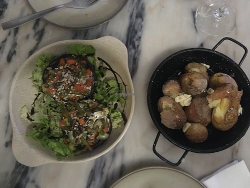 Filled portobello mushrooms and roasted potatoes at Maria Portuguesa Tapas in Coimbra