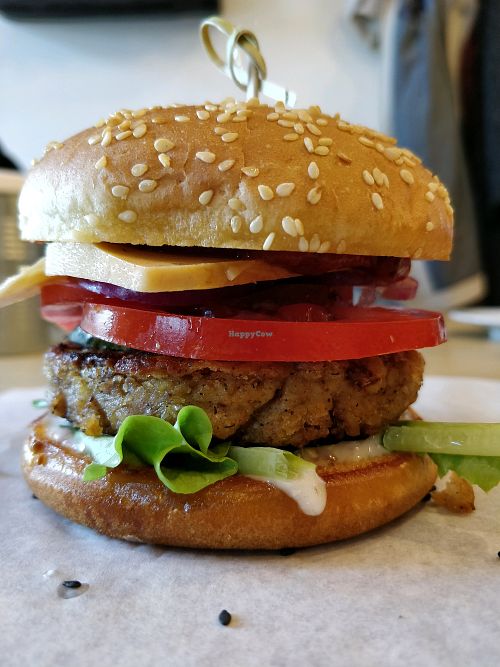 cheese burger at Vegan Day in Kazan