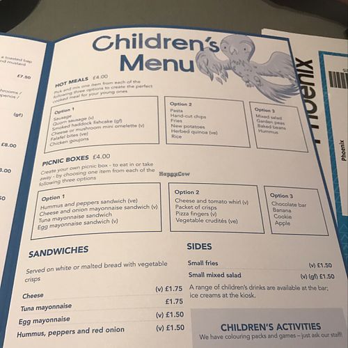 menu at Phoenix Cafe Bar in Leicester