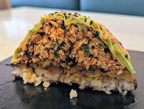 Inside the sushi pizza at Love Life Cafe in Miami