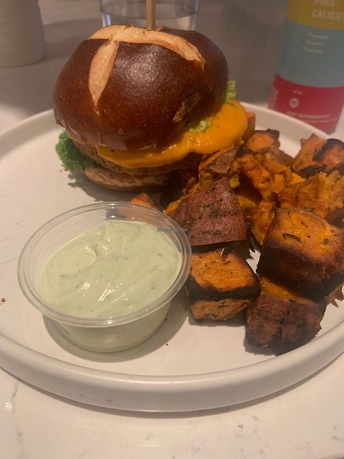 Veggie burger  at Love Life Cafe in Miami