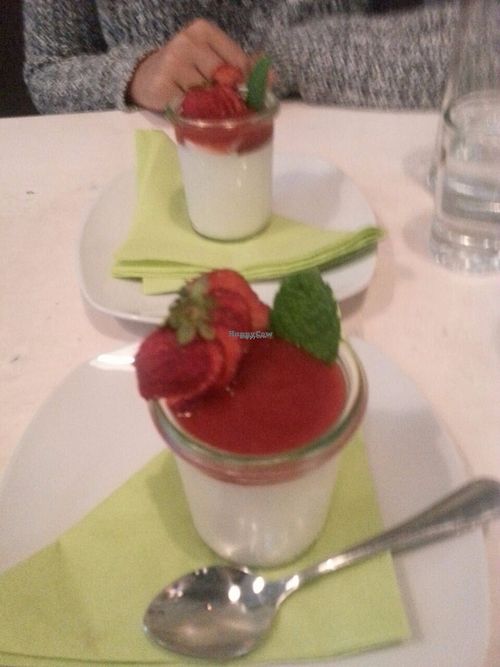 amazing cream cheese desert! at Veggiezz - Am Salzgriess in Vienna