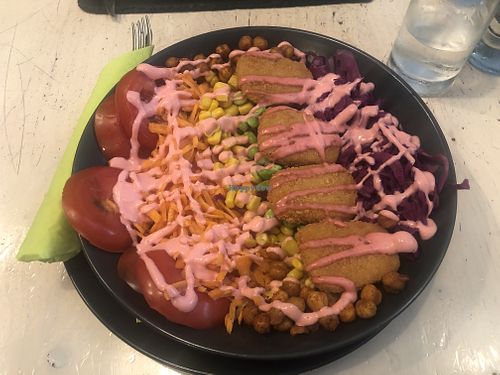 Rainbow poke bowl  at Veggiezz - Am Salzgriess in Vienna