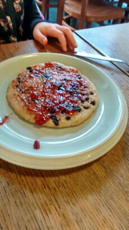home made scone...happy kids at Red Triangle Cafe in Burnley