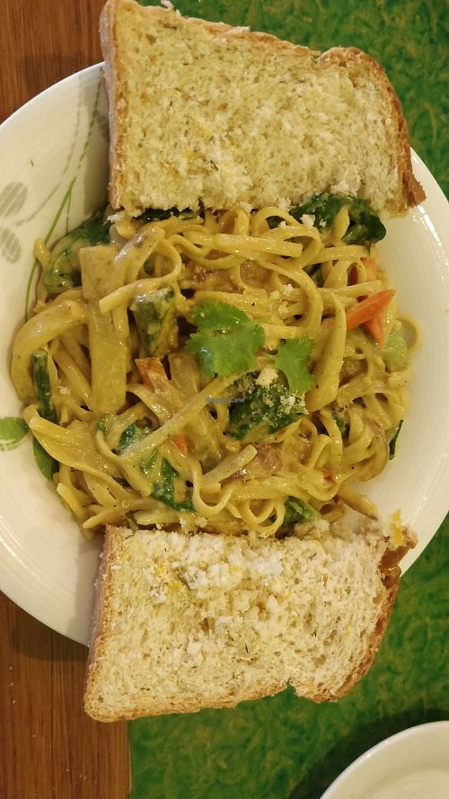 Vegtable curry pasta at Buzzz Cafe in Tagbilaran