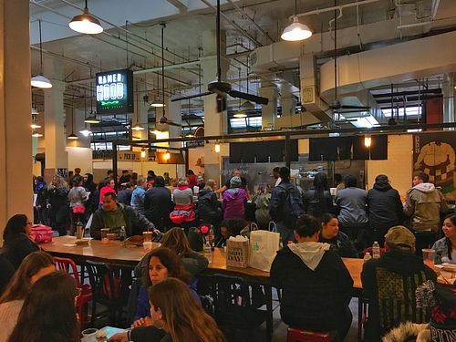 Interior seating area at Ramen Hood in Los Angeles