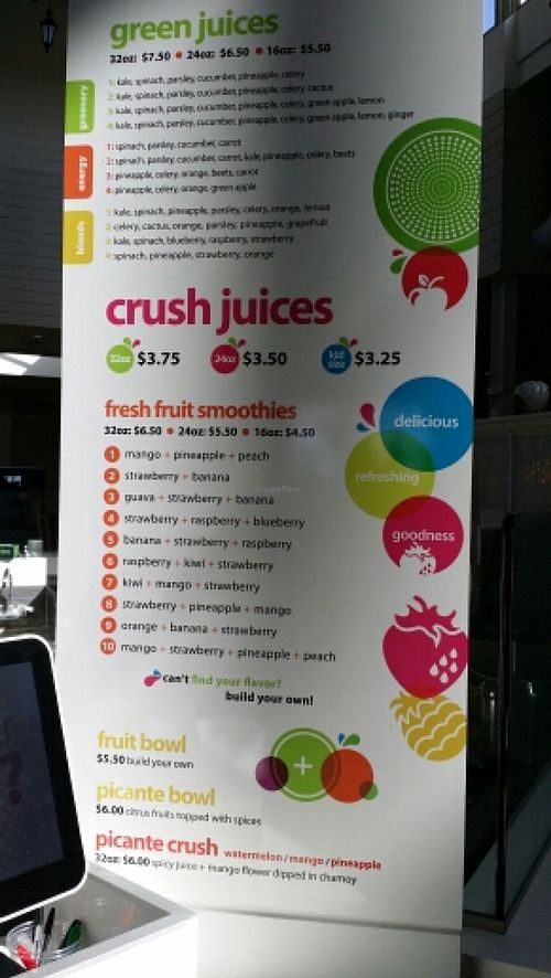 Menu Board, January 2016 at Green Crush in Ventura