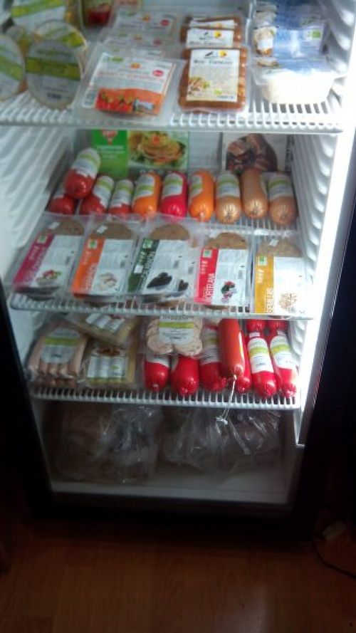 Burguers, sausages, salami, tofu, seitan... a lot of veggie stuff! at Naturalba in Albacete