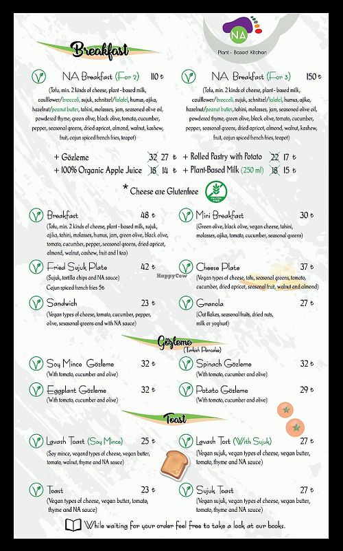 English MENU 1 at KafeNAsanat in Istanbul