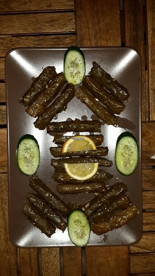Stuffed grape leaves with olive oil at KafeNAsanat in Istanbul