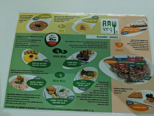 menu at bistRAWveg in Liberec