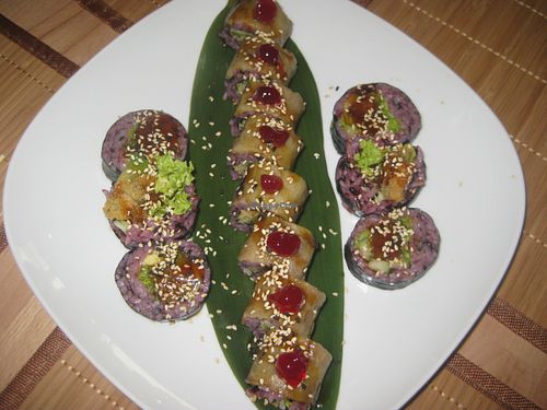 Aubergine special rolls at Edamame Vegan Sushi in Warsaw