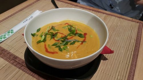 Amazing soup! (The one with the coconut cream) at Edamame Vegan Sushi in Warsaw