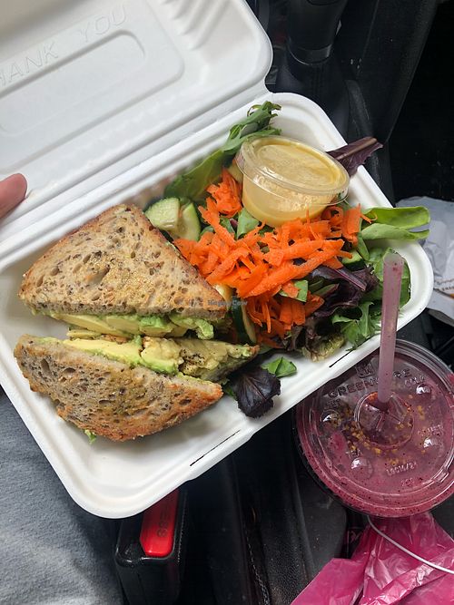 Avocado toast and bees knees smoothie at Greenmouth Juice Cafe in Allentown