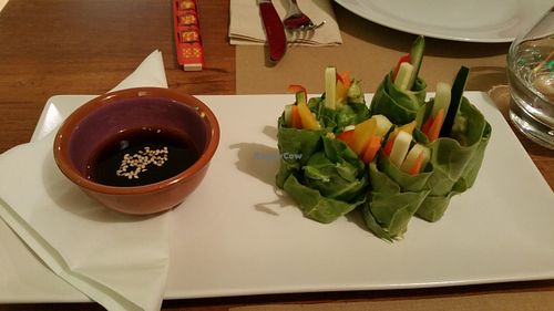 The raw springrolls ... not the most stylish dish maybe, but soooooo good!  at Compost in Mallorca