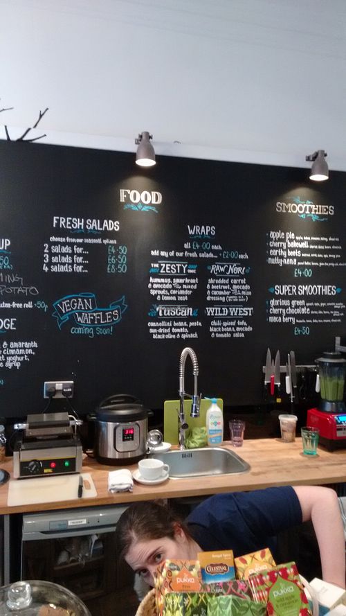 Menu board, lots of vegan options. at Moon & Hare in Edinburgh