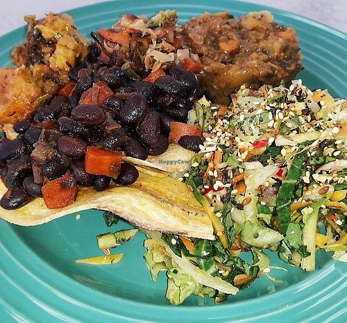 Ooh! Black Beans and Plantain Chips at The Green Lime Eco-Cafe and Juice Bar in Bridgetown