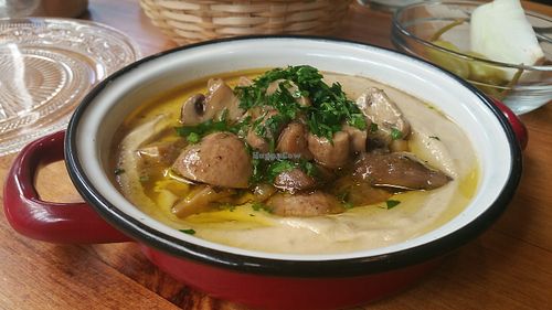 Mushroom hummus at La Hummuseria in Madrid