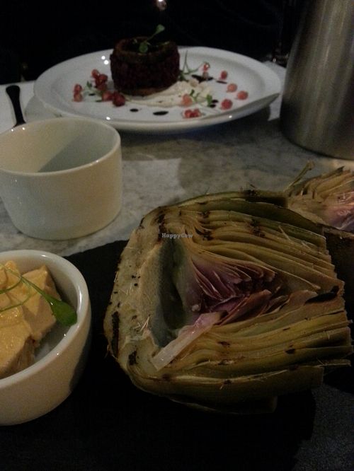 Artichoke with smoked vegan 'butter' at 1847 in Brighton