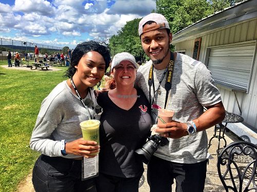 At Indy car races serving VIP's our foods and juices.  Thank you Green Bay Packer, Brett Hundley, for stopping by! at SainRX Organic Juice Bar in Elkhart Lake