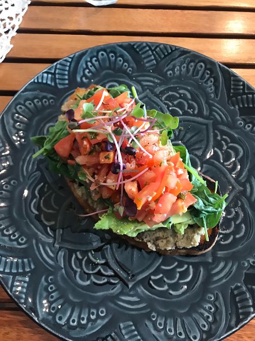 Catalan tomatoes - vegan option at Betty's Bohemian Beach Cafe in Port Douglas