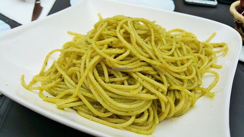 Basil pesto spaghetti at Cafe Bar Union in Tenerife