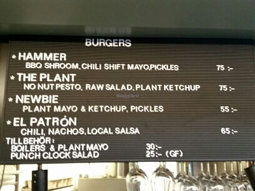 menu at The Plant in Stockholm