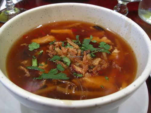Sour and spicy Pekinese soup. Hot, very spicy, just perfect. at Tien Hiang in Paris