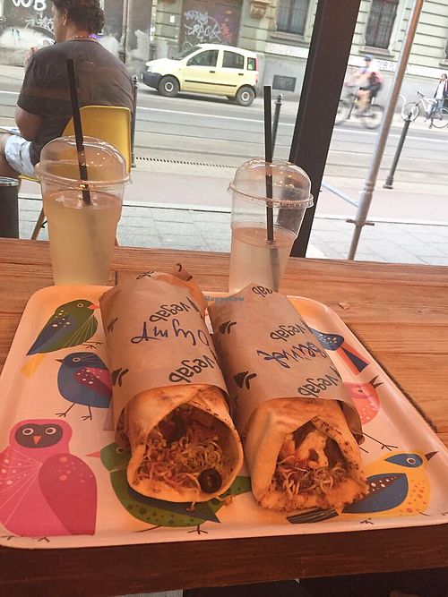 Olymp and lavender lemonade on left, Beirut and ginger lemonade on right at Vegab in Krakow