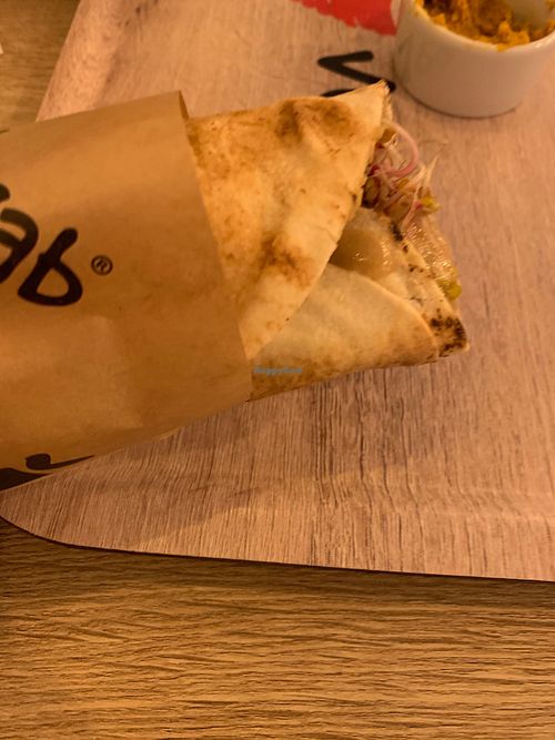 Vegan kebab with peanut coconut sauce at Vegab in Krakow