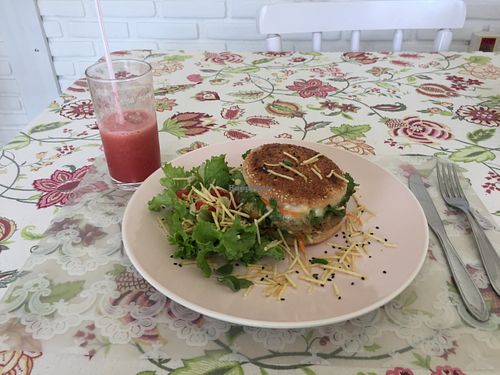 Pumpkin burger at Veggie Foods For You in Sao Jose Dos Campos