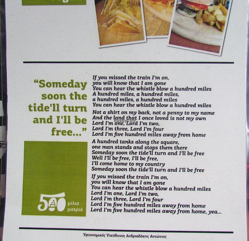 The song that gave the place its name
(One version was sung by  The Seekers in the 1960's at 500 Miles Away in Athens