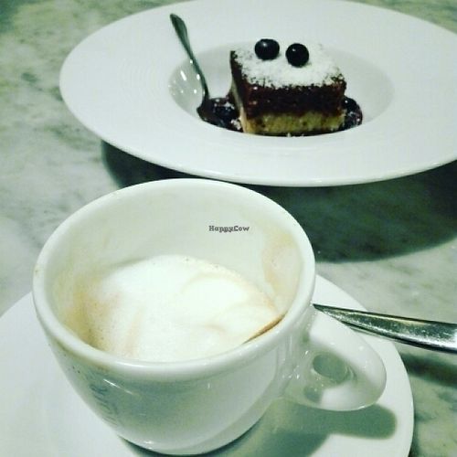 raw cheesecake and soy cappuccino. at Ginger in Rome