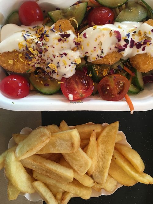 ‘Chicken’ salad w/ fries at Swing Kitchen - Operngasse in Vienna