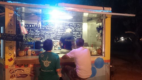 Menu, lots of vegetarian options. Make sure to specify preference, everything is made to order and can be customized at Bistro del Mar Food Truck in Luquillo