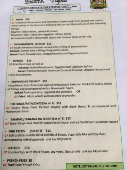 Menu 3 at ExotiK in Newtown