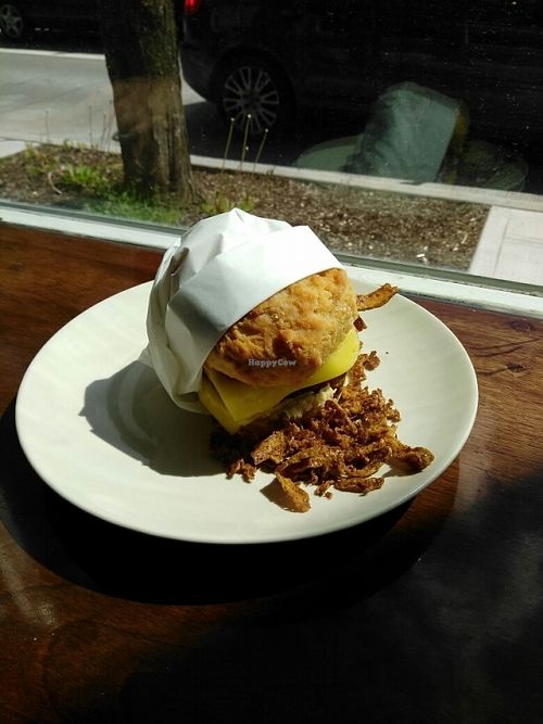 Best breakfast sandwich I have ever had, hands down. Those biscuits!!   at 701 Coffee in Seattle