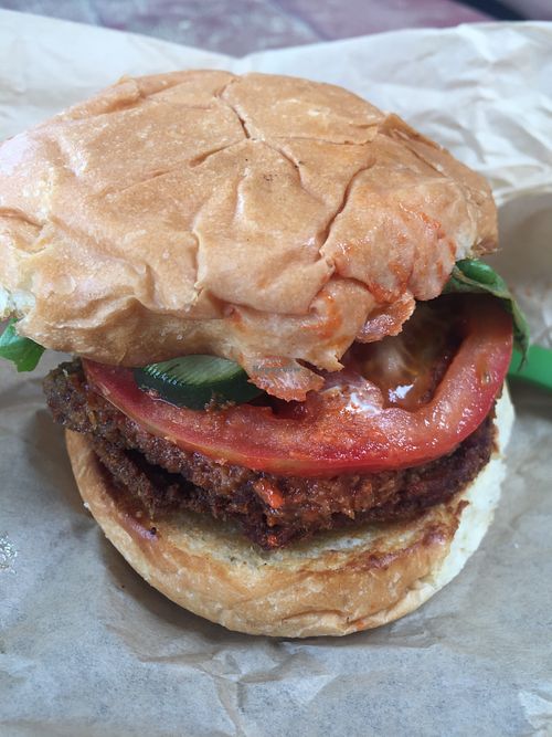 Fried seitan Buffalo style at Gnome Cafe in Charleston