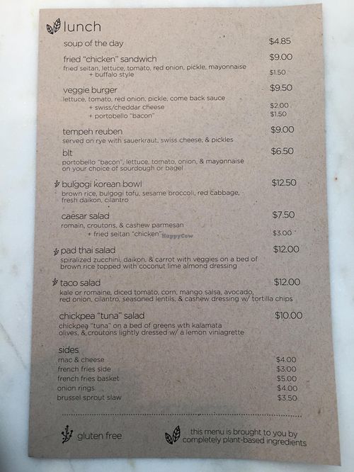 Menu #2 at Gnome Cafe in Charleston