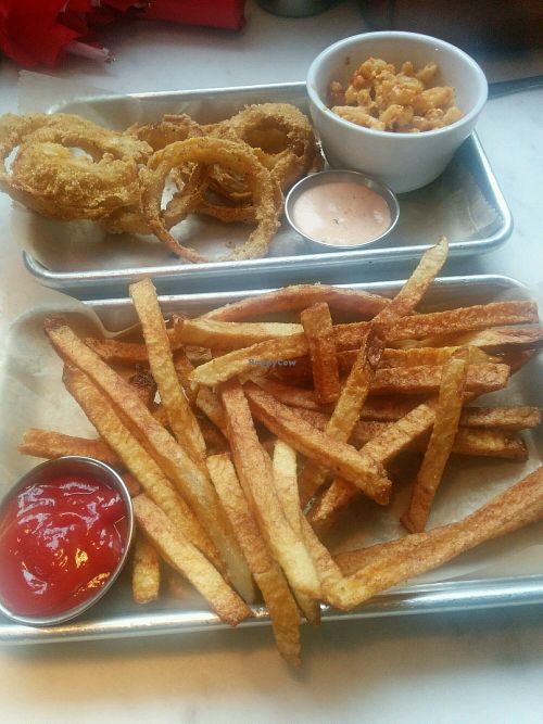 Sides - fries, onion rings, mac & cheese.  at Gnome Cafe in Charleston